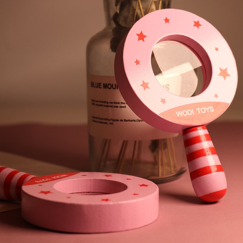 Lupa de juguete verde rosa de mano lupa niños niñas Explore increíble mundo desconocimiento mango de madera