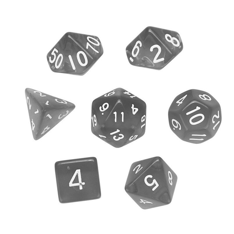 7Pcs game dnd dice sets polyhedron D20 acrylic dice entertainment happy freaky dice dados poliedricos dados de rpg 30A20: gray dice set