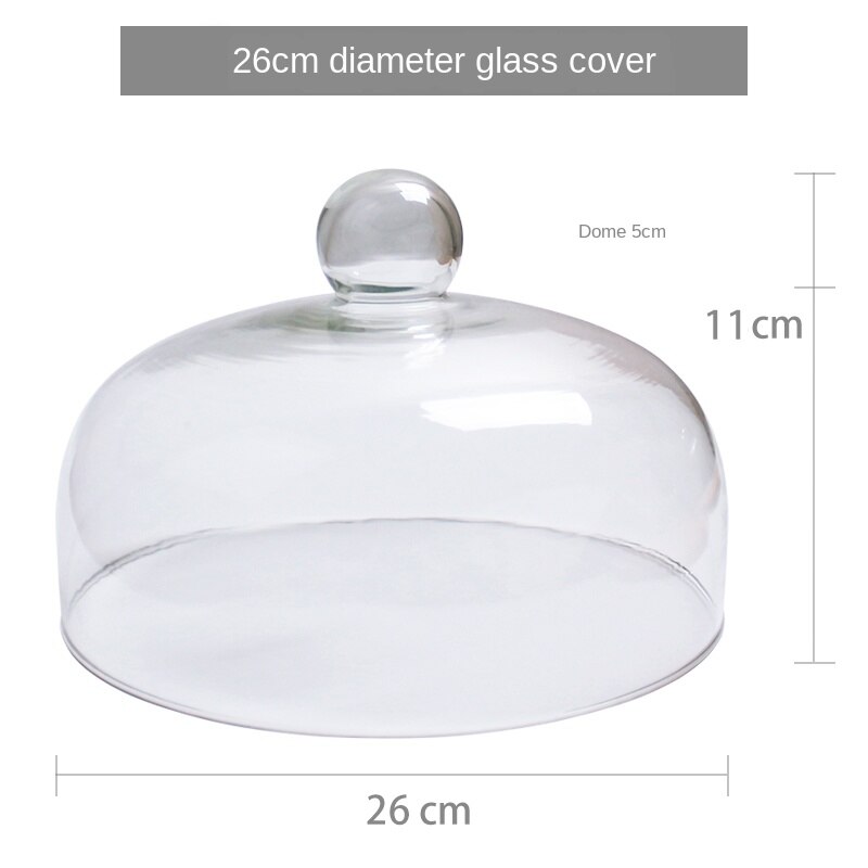 Cake Display Tray, Bread Dessert Tray with Transparent Glass Cover, Simple Multifunctional Cake Accessory Fruit Tray: 1pcs-XL