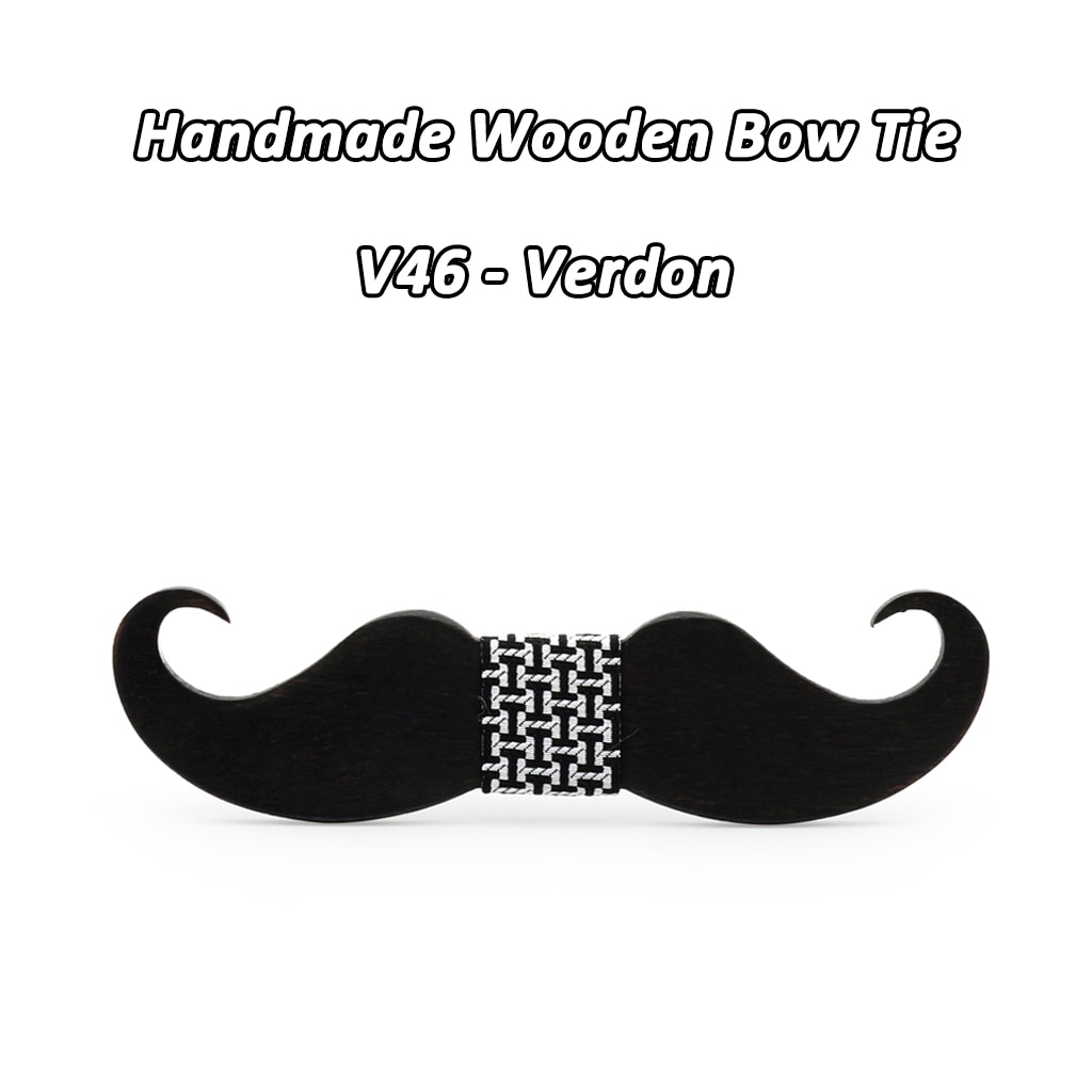 Mahoosive – Nœud papillon moustache en bois, pour hommes, accessoire masculin, fabrication artisanale, nouveauté, ,: V46