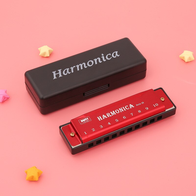 Harmonica Key of C Standard Diatonic 10 Hole Puzzle Musical Instrument Diatonic Harp For Beginner Students Kids: Red