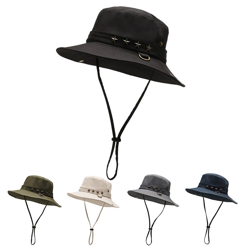 Gorro de pescador con visera ancha para hombre y mujer, sombrilla de ala ancha, impermeable, portátil, para exteriores, para la cabeza, correa para barbilla ajustable, para Golf y senderismo