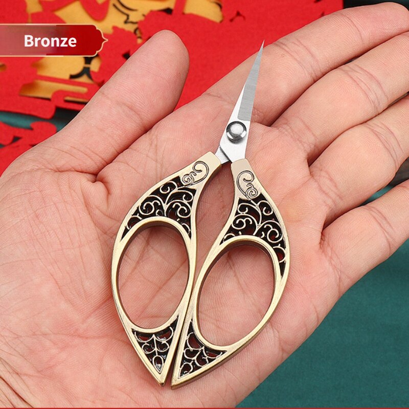 Retro Butterfly Small Scissors Tailor Cut Thread Head Cut Stainless Steel Office Handmade Embroidery Scissors Sewing Scissors: Bronze