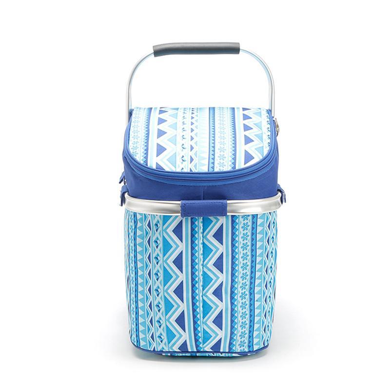 Ounona 26L Opvouwbare Picknickmand Lunch Tote Koeler Rugzak Outdoor Picknick Tas Voor Kruidenier Kayak Camping Wandelen (Blauw)