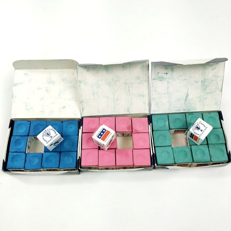 12pcs/lot Billiards Pool chalks blue/green/red/white 4colors optional snooker chalks Billiard accessories