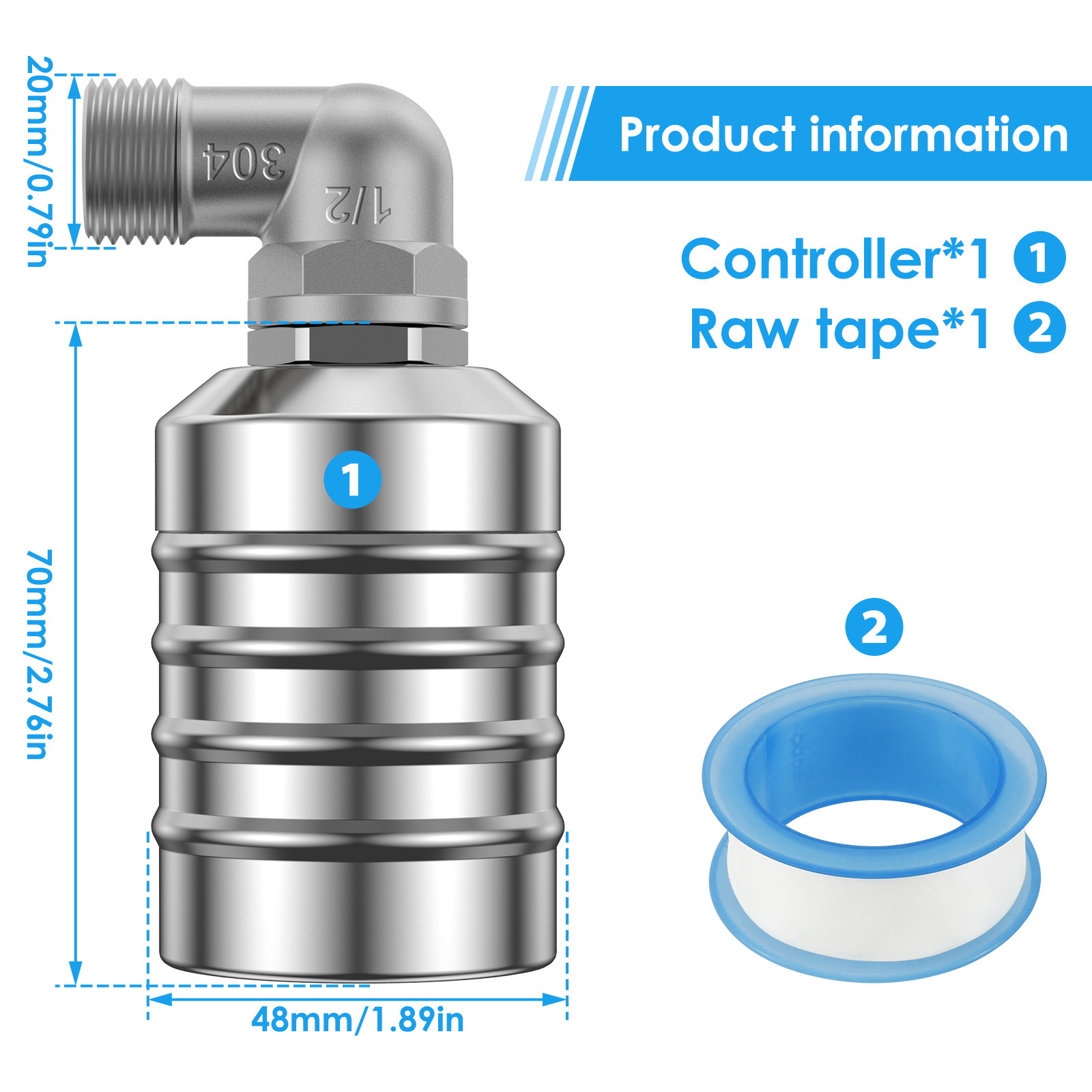 1/2 PCS Floating Ball Valve Automatic Water Level Control Valve 1/2 Stainless Steel Water Tank Valve Safe Water Tower Shutoff: light yellow