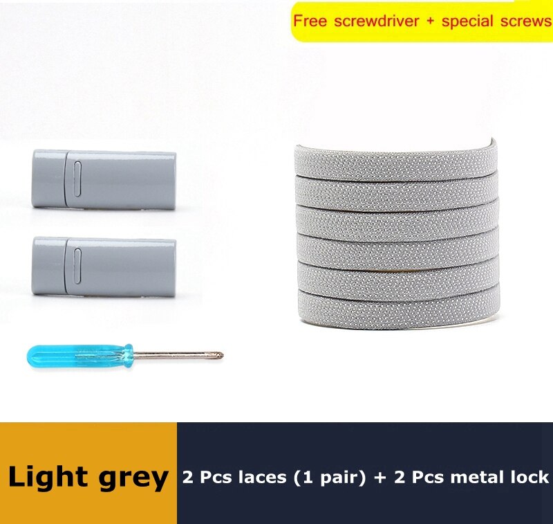 1 para sznurówki których nie trzeba wiązać elastyczny metalowy zamek sznurowadła magnetyczne płaskie nadaje się do wszystkich butów Unisex akcesoria do obuwia Lazy Shoelace: Light grey