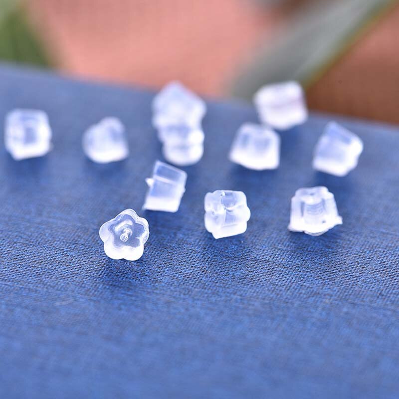 5mm 100 pièces grand Silicone caoutchouc plastique boucle d'oreille bouchon dos de sécurité fleur bouchons d'oreille bijoux résultats composants