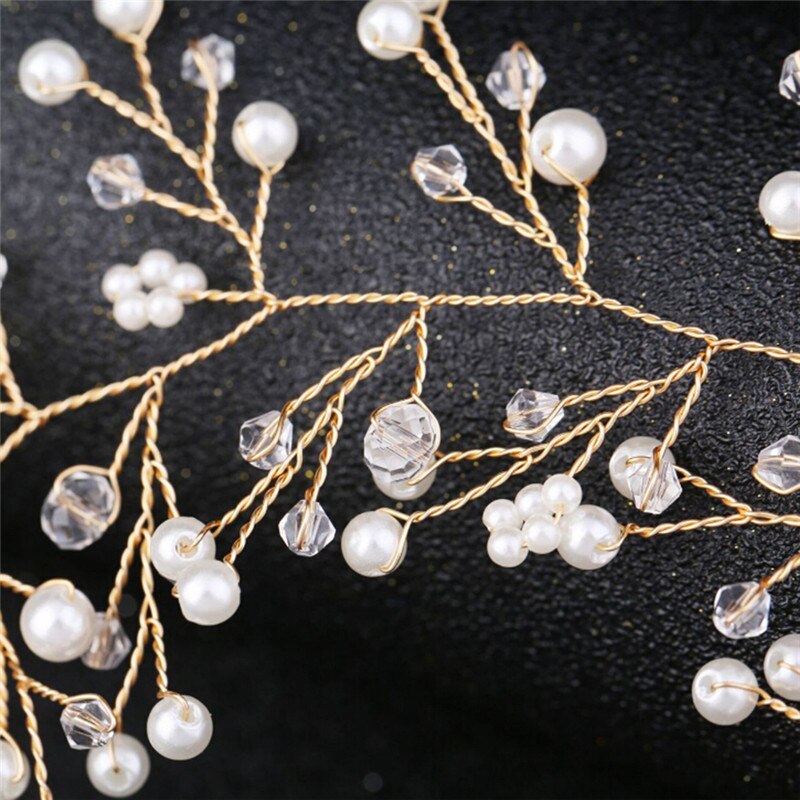 Diademas de perlas de imitación para novia, joyería para el cabello, diadema de cristal, Tiara, accesorios para el cabello de novia