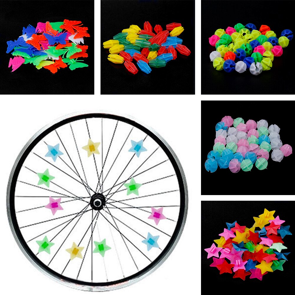 3 vackra plast färgglada färgade flerfärgade cykel cykel hjul eker stjärnor pärlor dekor 5 mönster