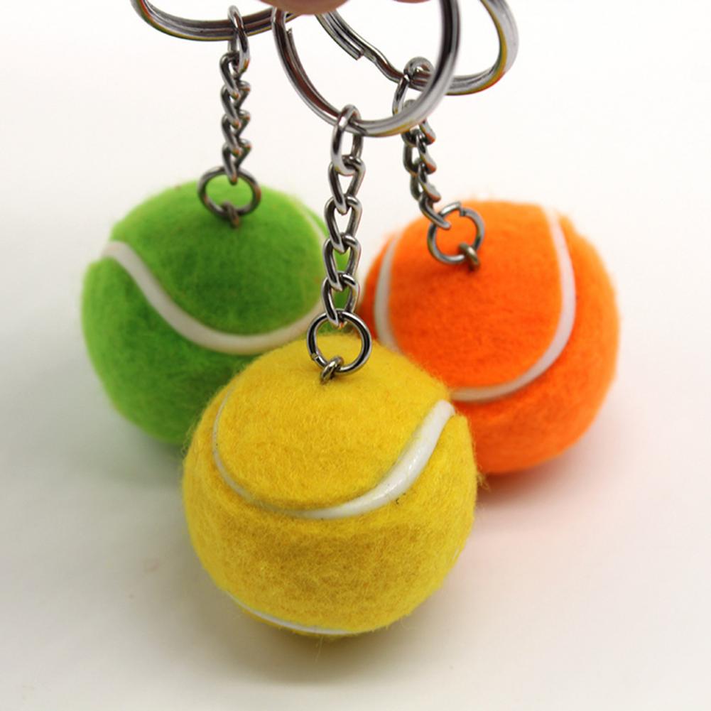 Keychain Lovely Key Ring Mini Soft Flocking Sport Ball Tennis for Kids Tennis Keychain