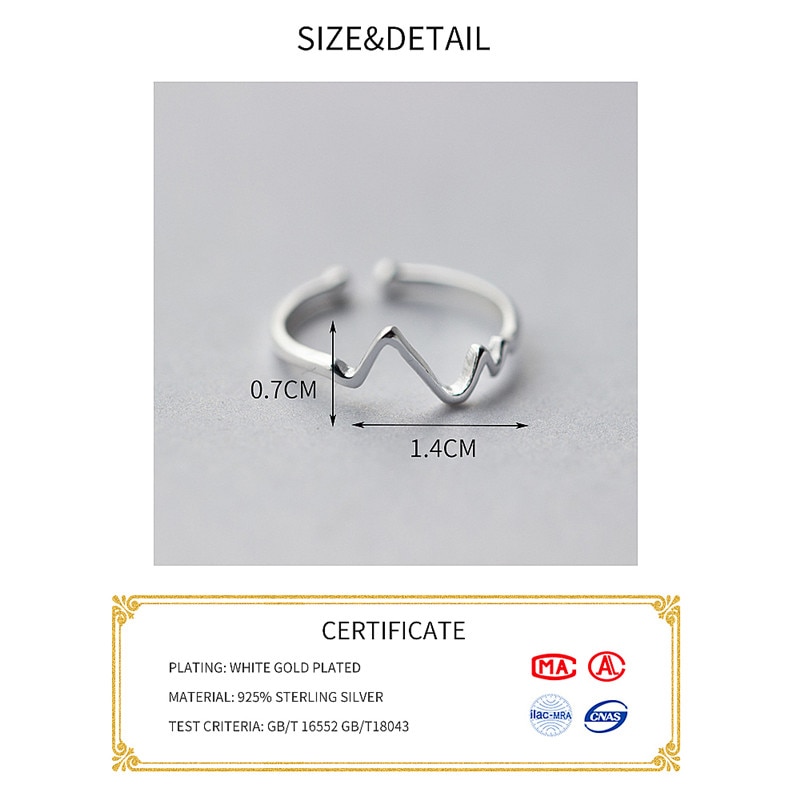 Inzatt Real 925 Sterling Zilver Onregelmatige Geometrische Wave Verstelbare Ring Fijne Sieraden Voor Vrouwen Party Accessoires