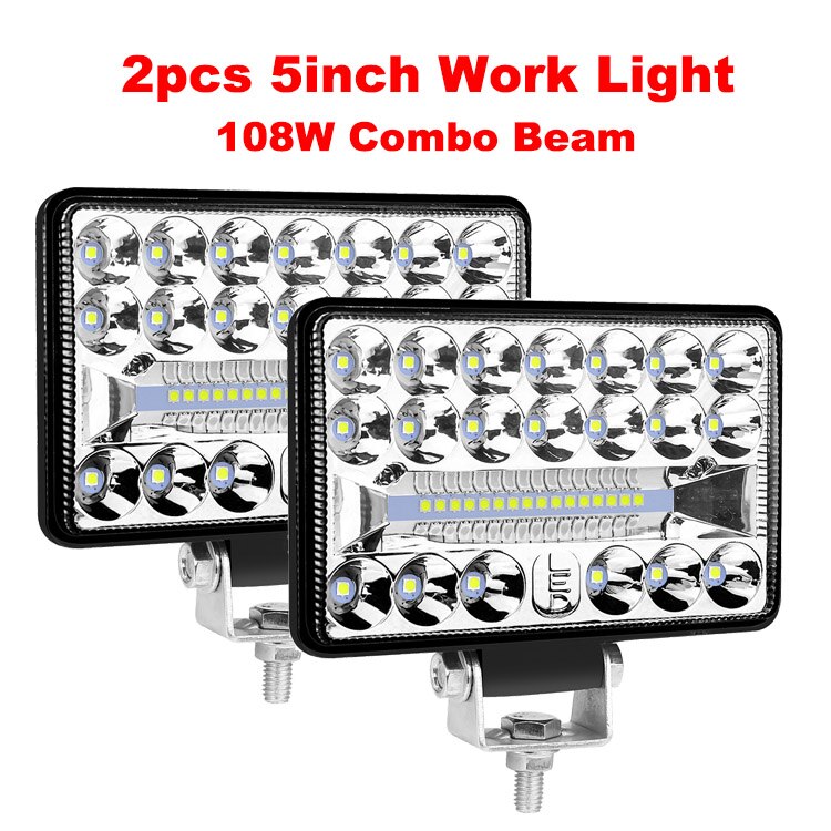 Barra de luz LED de 4 '', 5'', 6'', 7 pulgadas, punto todoterreno, luz de trabajo LED para camión, coche, barco, Tractor, 4x4, faros Atv, 12V, 24V: Multicolor