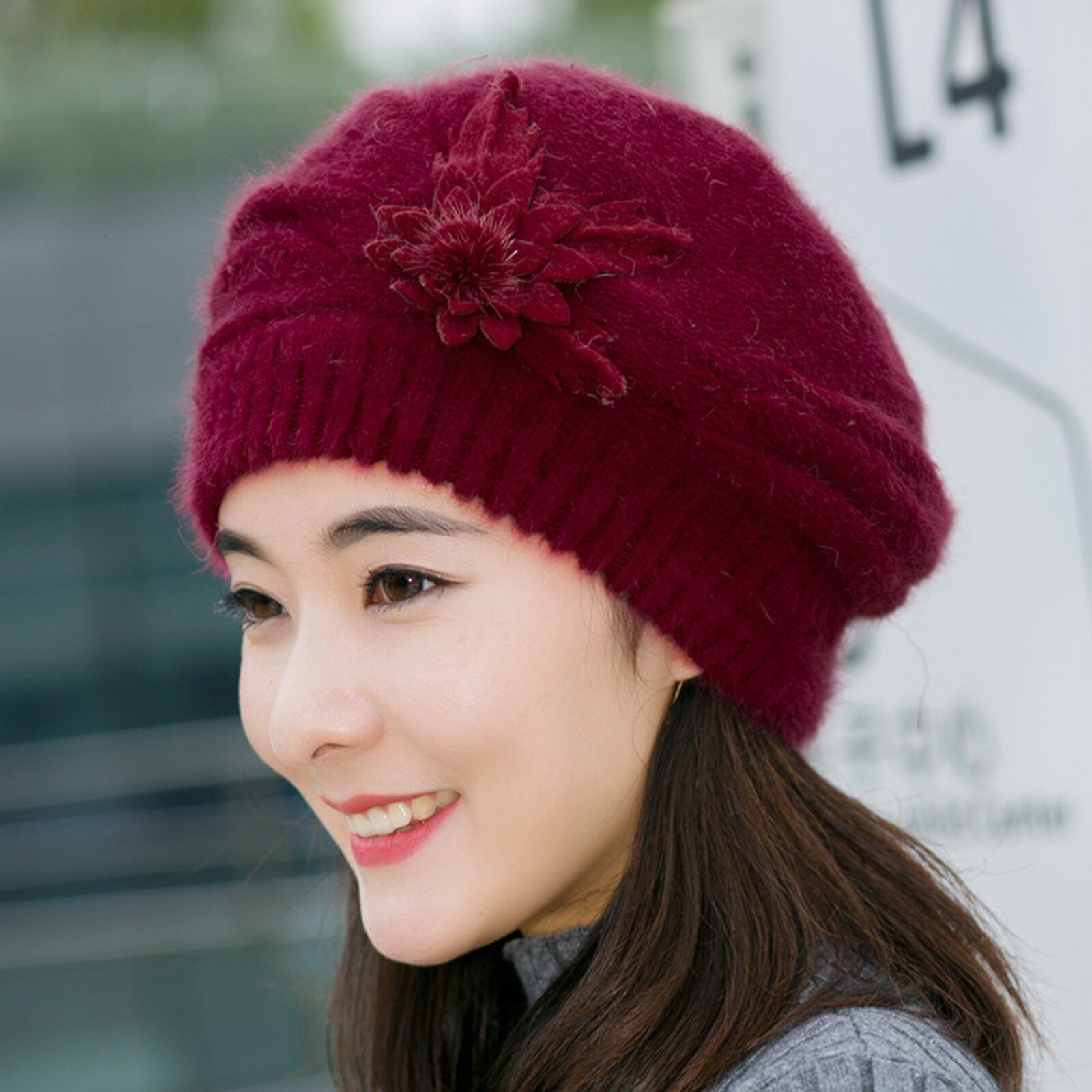 Top des ventes , bonnet en coton pour femmes, ample, Baggy, hiver, , doux, Crochet, femme, chapeau, , fleur, chapeaux,: J