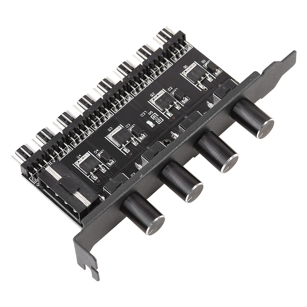 8 Channels Cooling Fan HUB SATA/4Pin Power Supply 1 or 4 Knob Radiator Speed Controller for CPU PC Case Chassis: 4 Pin Port