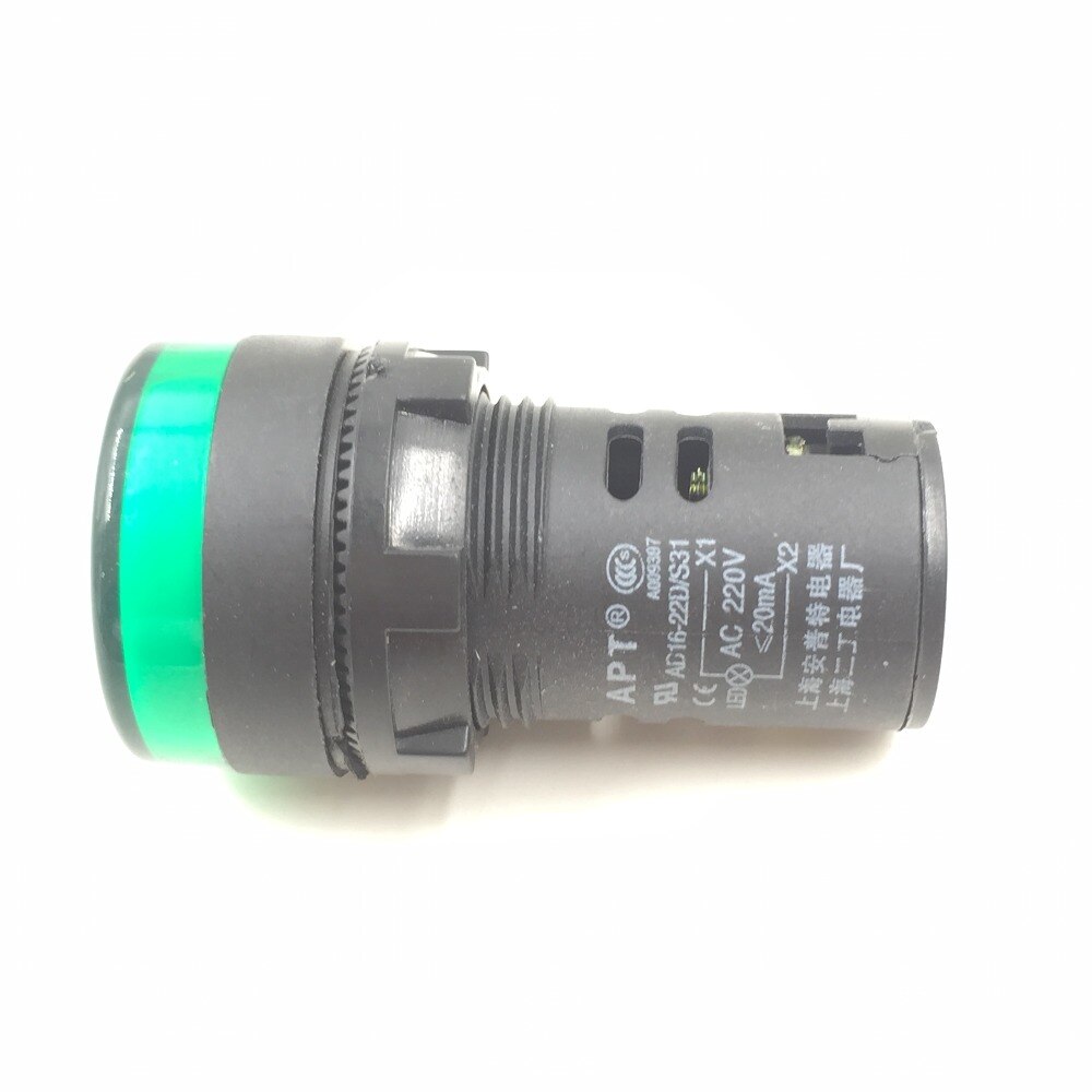 AD16-22D/S31 AC/DC 220 Volt Green Light LED Indicator Signal Lamp Bulbs 20mA
