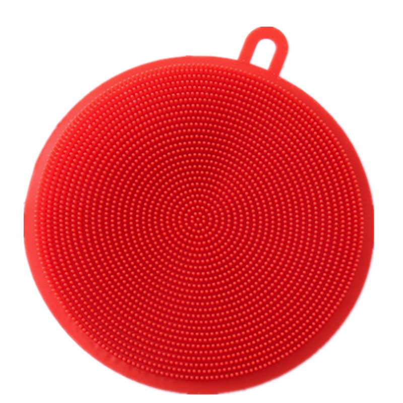 Siliconen Borstel Afwassen Spons Multi-functionele Fruit Groente Bestek Keukengerei Borstels Kitchen Tools: red