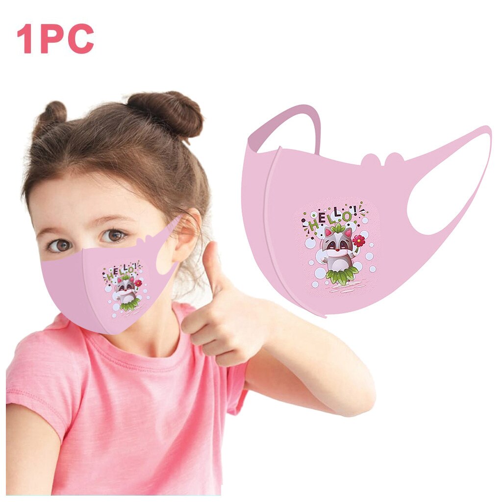 Маски 1\5pcs Children Ski Fasemask Washable Cartoon Lovely Printed Cover Reusable Washable Bandana Mascarillas Navidad: Gray