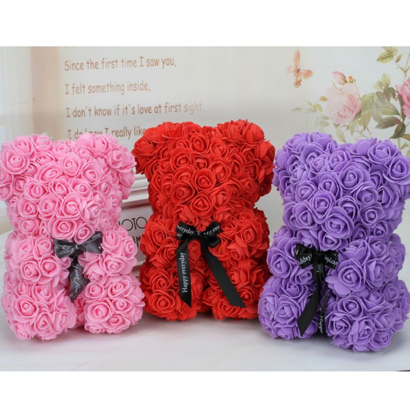 Decoración de oso de flores para boda, flores hechas a mano, adornos artificiales a la , muñecas, canasta para flores boda