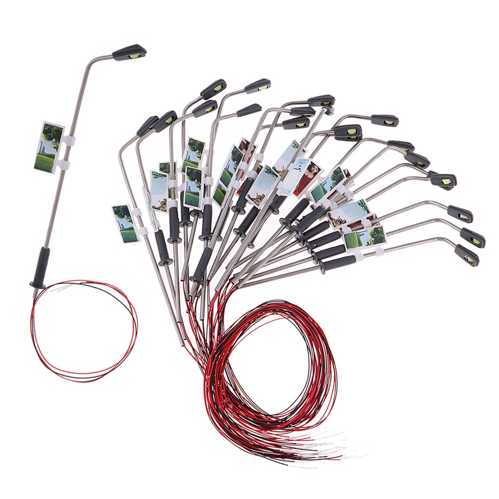 20pcs Mini Model Railway Train Lamp Post LED Street Lights HO Scale 1:150