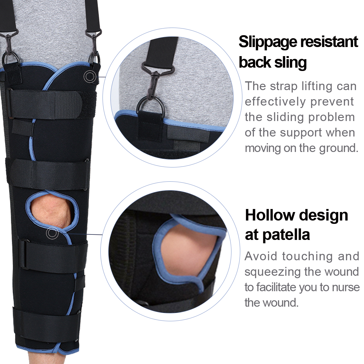 VELPEAU Leg Splint Full Leg Support For Knee Dislocation Or Post-Operative Protection Support Brace Surgery Recovery