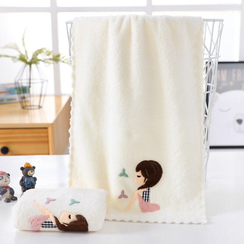 Toalla pequeña de terciopelo Coral para niños, paño suave absorbente de agua, 25x50cm, de lavado de cara, cuidado de limpieza de baño de microfibra: Blanco