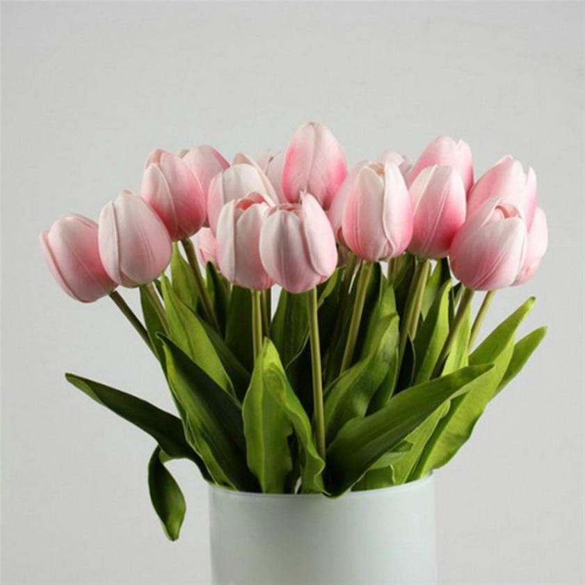 Null Tulpe Künstliche Blume Latex Real berühren Braut Hochzeit Strauß Heimat Dekor, 10 stücke Gelb