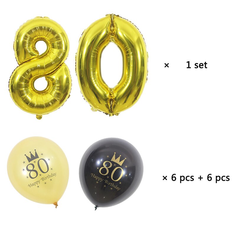 30th cumpleaños globo 40 50 60 70 80 años decoraciones para de cumpleaños número 30 adultos Oro Negro cumpleaños globos: 80th