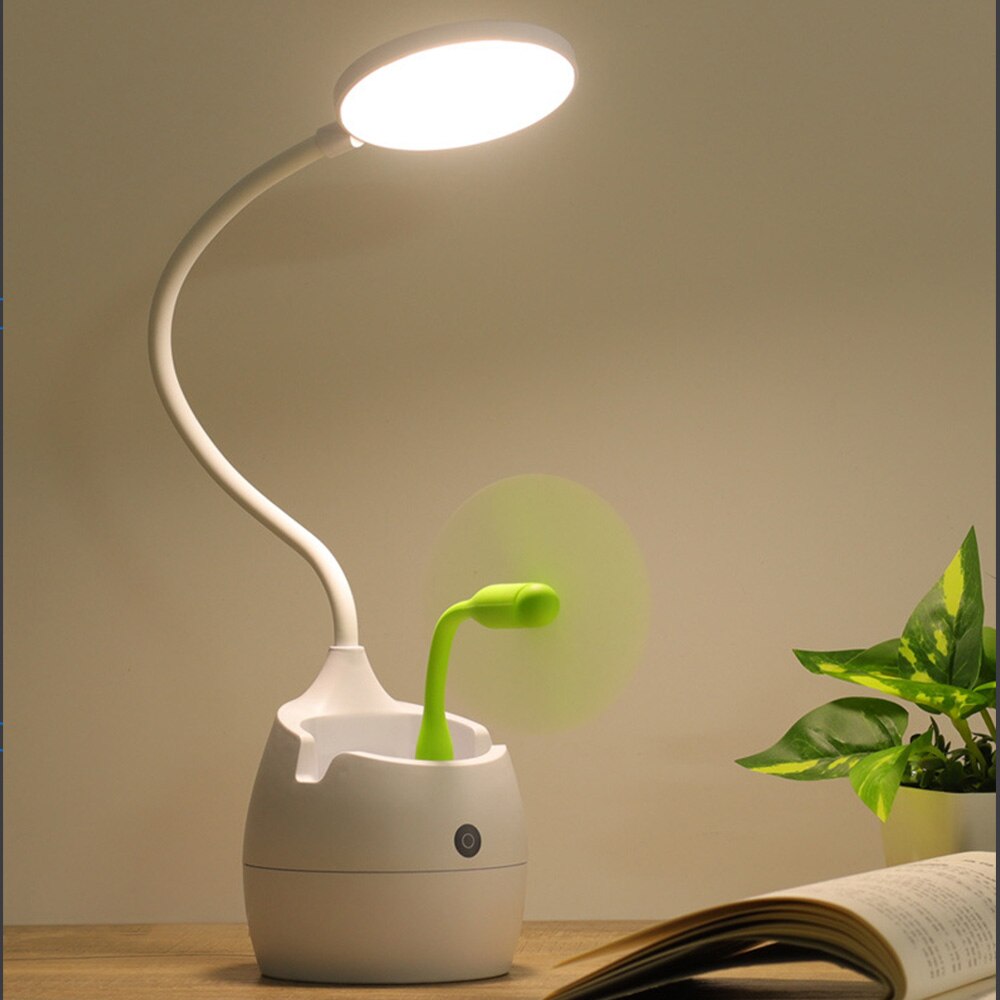 LED Bureaulamp - 2000mAh Oplaadbaar - Pen & Telefoonhouder - Dimbare Touch Bediening - Acryl ABS