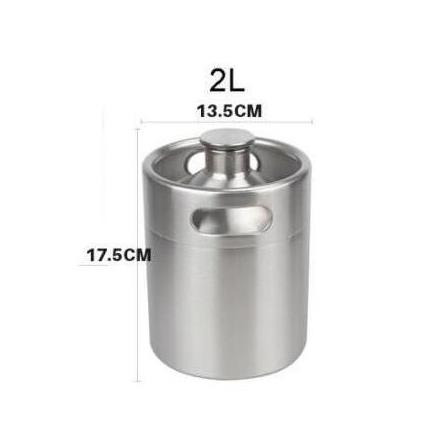 Portable Stainless 2L 3.6L 5L Mini Keg Beer Growler Home Brew Draft Beer Pail Bar Accessories: 2L