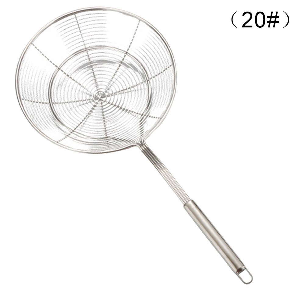 Long Handle Fine Mesh Food Strainer Round 304 Stainless Steel Colander Sieve With Handle Oil Filter Fried Food Grid Strainer: 16