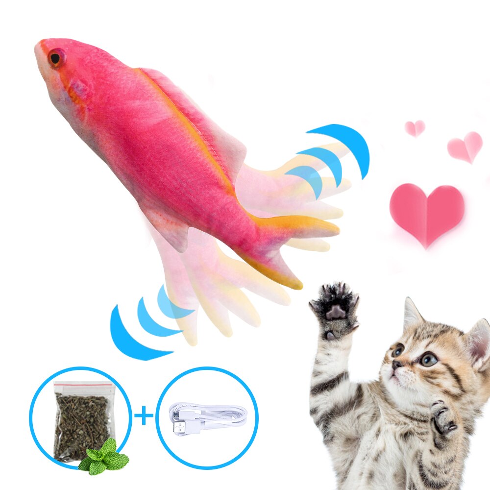 Huisdier speelgoed elektrisch katten speelgoed pluche 3d interactieve elektronische usb bijtbestendige kauw kies bewegende dansende vis speelgoed kitten katten speelgoed: Roze vis elec
