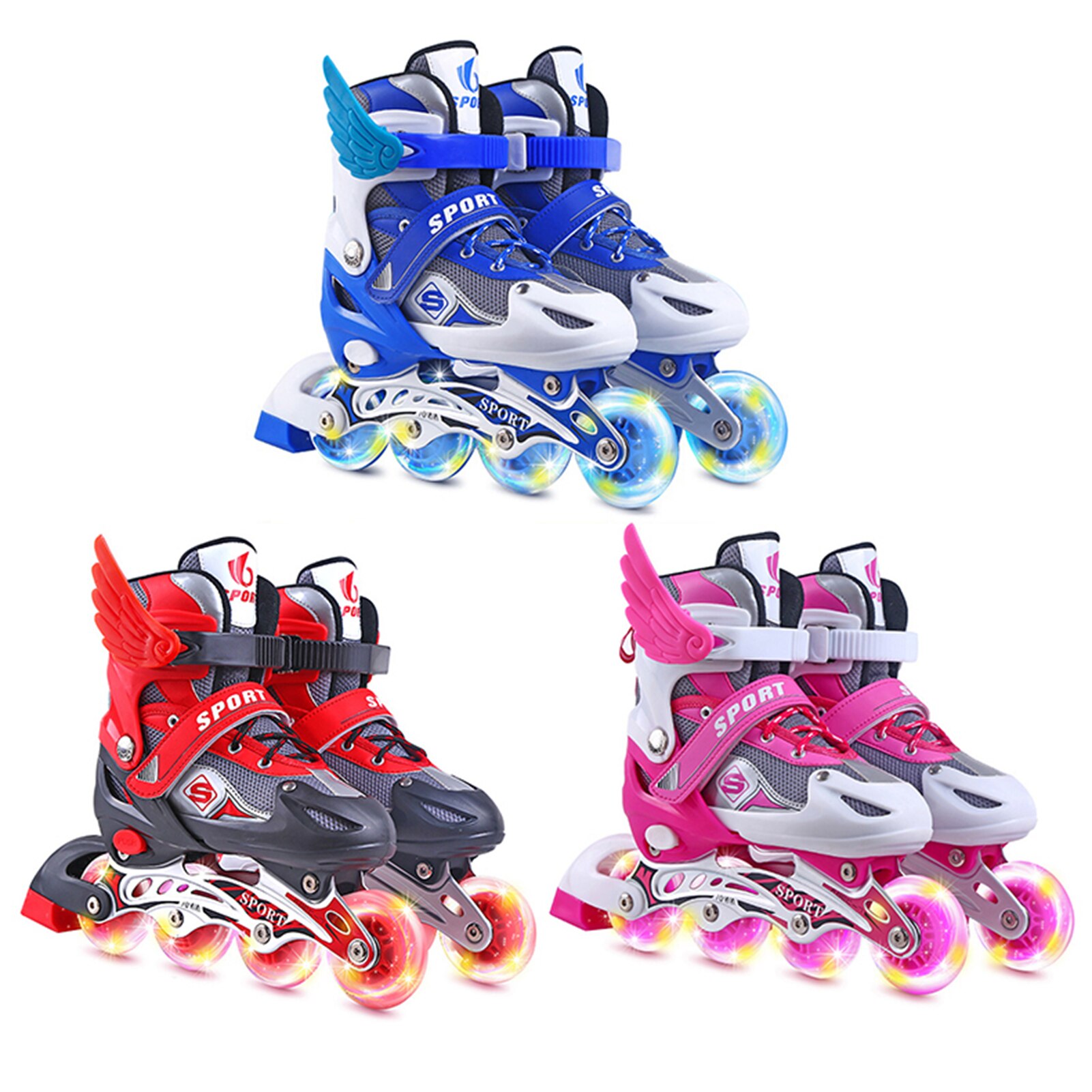 Inline Skates Kinderen Rolschaatsen Schoenen Sneakers Met Lichtgevende Hoge Elastische Pu Wiel Flash Wielen Prachtig Voor Kinderen