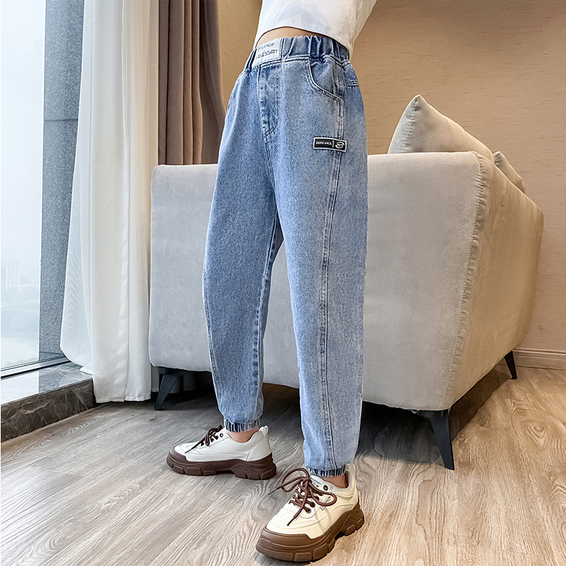 Pantalones vaqueros azules para niñas y adolescentes, Jeans de cintura elástica, pantalones pitillo para niñas, ropa para niños de 4 a 14T