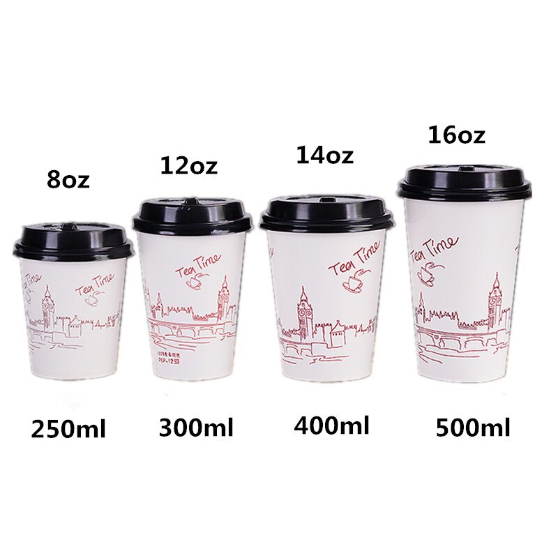 50 st engångs tjock mjölk te kopp parti gynnar dubbelbelagd kaffepapper kopp kall och dryck förpackning koppar