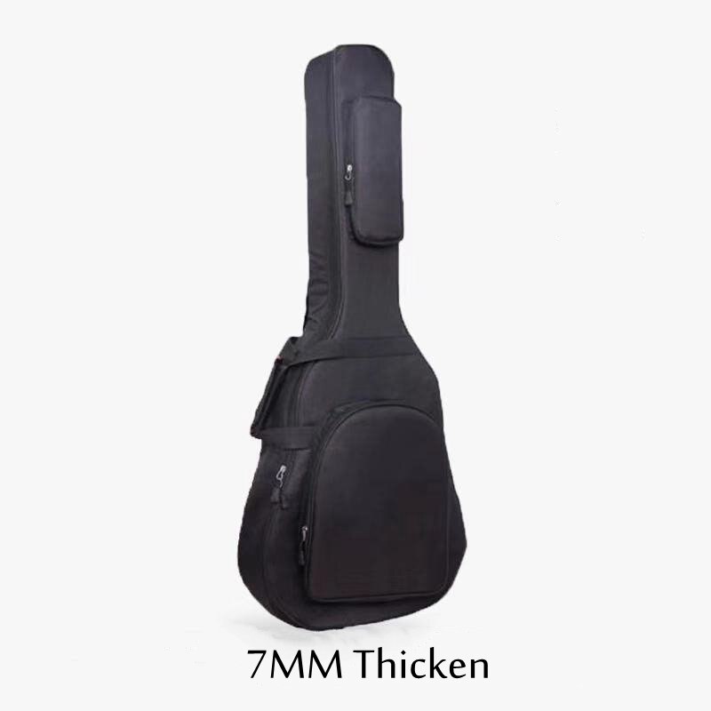 Vandtæt guitar taske tykkere dobbelt skulder 600d oxford klud materiale stor kapacitet litterær guitar musikinstrument taske: Sort 7mm