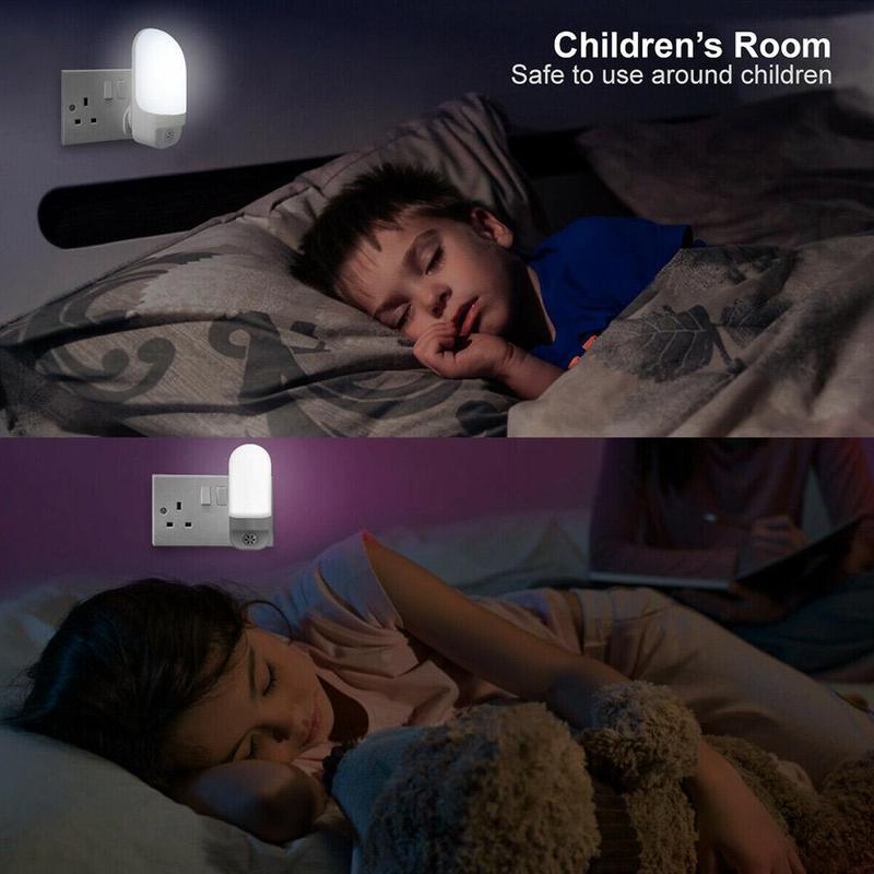 Automatic LED Night Light Plug in Energy Saving Dusk Dawn bedroom lamp bedside lamp Kids 2 Table Light Sensor L5V7