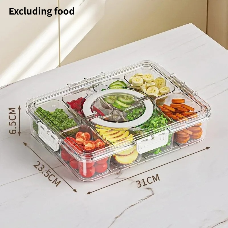 Multi Compartment Food Storage Container Keeps Fruits and Veggies Organized Ideal for Meal Prep and Refrigerator Storage