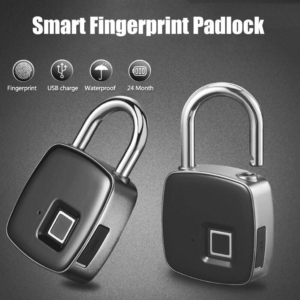 Door Waterproof Charging Lock Rechargeable Round USB Safe QR Code Smart Fingerprint Padlock