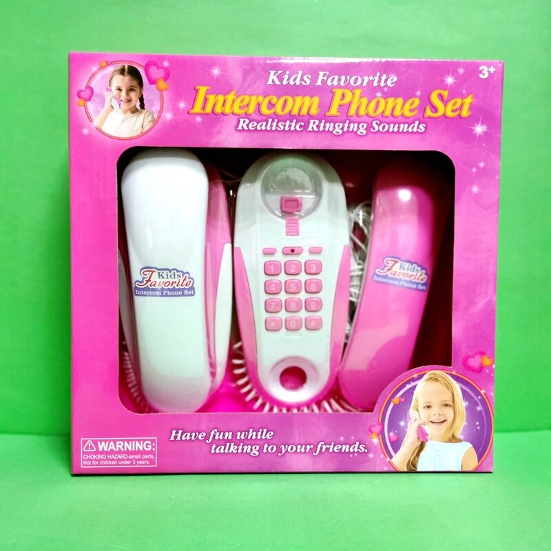 Children Pretend Play Intercom Telephone Toy Simulation Telephone Toy With Real Ringing Sounds Kids Birthdaty - Pink