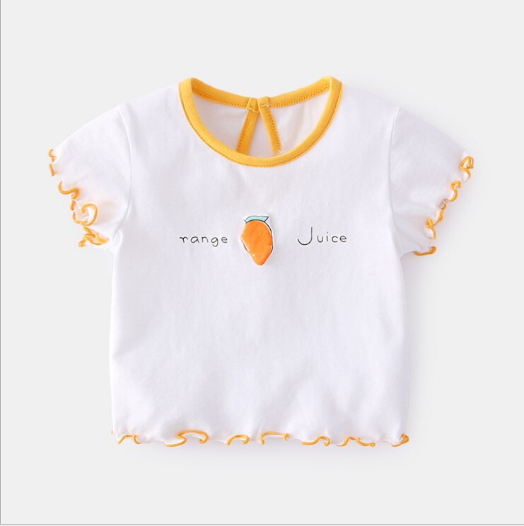 Hohe Quanlity Sommer freundlicher Mädchen T Shirt Kurzarm Baby Mädchen T-Hemden Baumwolle freundlicher T-Shirt Oansatz T Spitzen Kleidung: Mango / 100