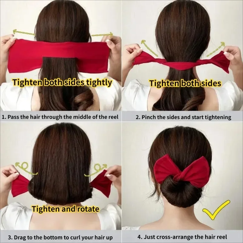 Diadema con rodillo para mujer, rizador de pelo, Donut, moño, lazo, Orejas de conejo, anillo mágico para peinado, accesorios, herramienta de horquilla perezosa retorcida