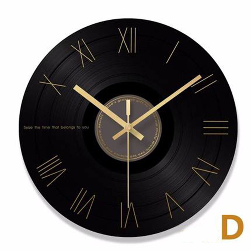 Registro de vinil relógio parede retro numerais romanos industrial números preto relógio jam dinding unik decoração da casa do vintage cozinha 60c050: D