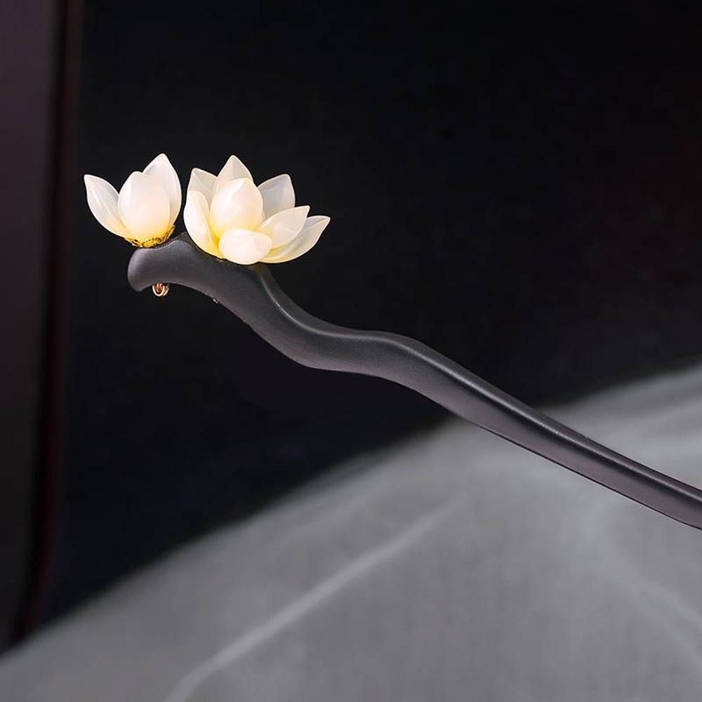 Horquillas trenzadas de acetato para mujer, tocado de flores, horquilla China para el cabello, pinzas para el cabello de madera, horquillas Hanfu coreanas