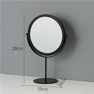 Stående drejeligt metal makeup spejl bord ornament bærbare jern kosmetiske dekorative spejle til piger: Brun