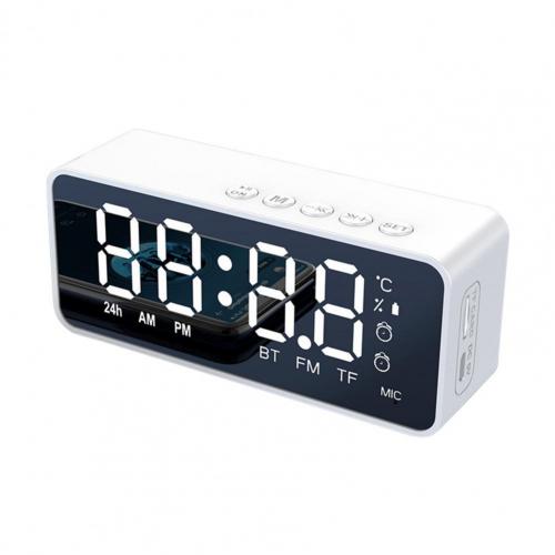 G50 Draadloze Bluetooth Speaker Met Fm Radio Mini Draagbare Kaart Spiegel Wekker Geluid Dual Wekker Instellingen Voor Alle telefoon: g50 white