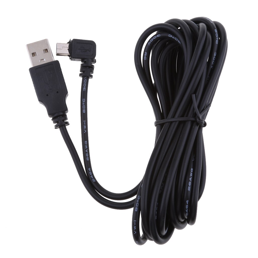 Premium Mini USB Charger Cable 5V 2A 90 Degree Right DVR GPS Charging 3.5m