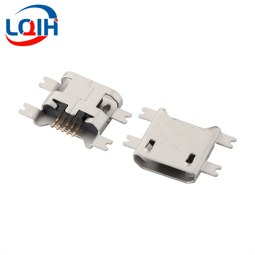 Conector Micro USB 2 de 5 pines, conector hembra DIP SMD para teléfono, tabletas, altavoces, etc., puerto de carga, enchufe de alimentación v8, 10 Uds.: Blanco