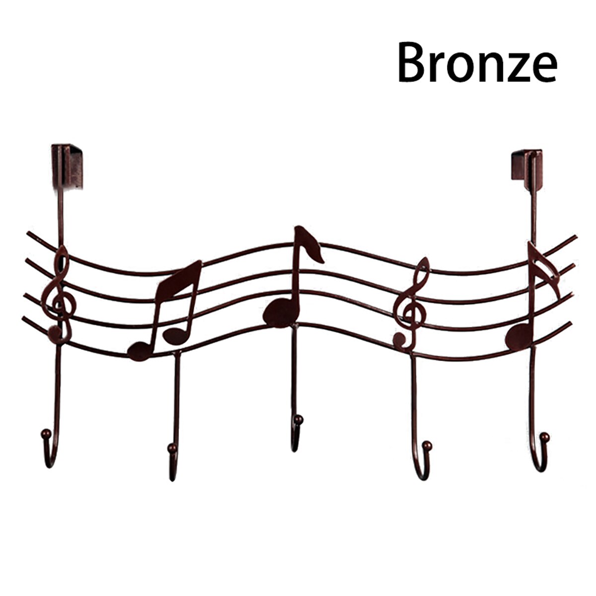 Notas musicales creativas, ganchos de pared, colgador organizador de cocina para baño, colgador de hierro con 5 ganchos: Bronze