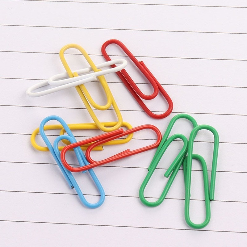 100PCS Plastic-coated Paper Clip Bookmark Color Paper Clip Shaped Paper Clip Paper Clip 28MM